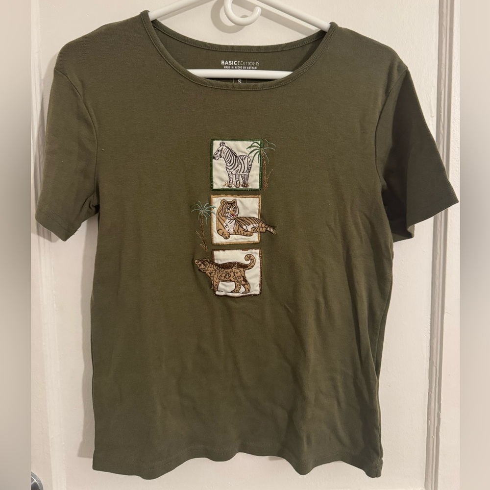 90s Style Animal Patches Short Sleeve Top